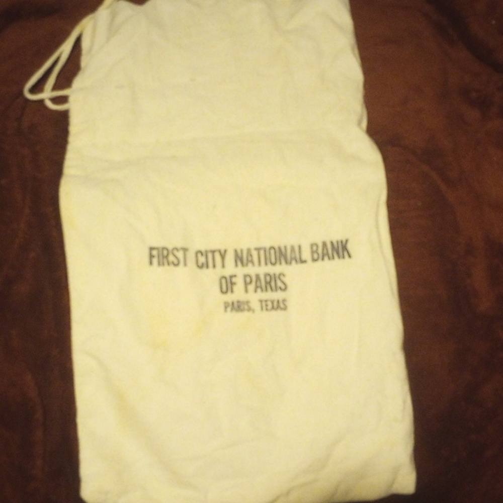 Vintage First City National Bank Of Paris Paris, Texas Canvas Bank Pouch Bag
